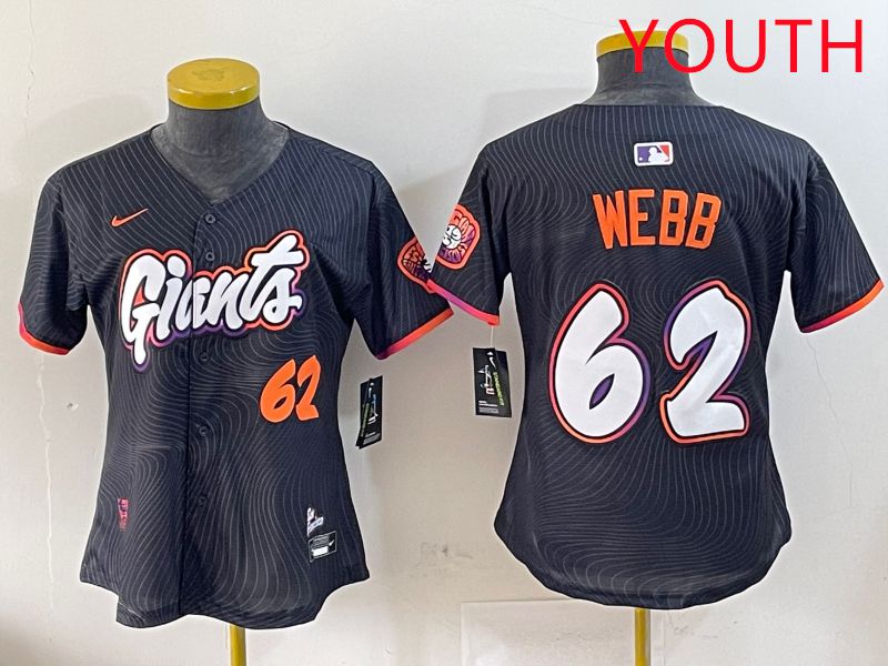 Youth San Francisco Giants #62 Webb Black Joint Name Nike 2025 MLB Jersey style 11